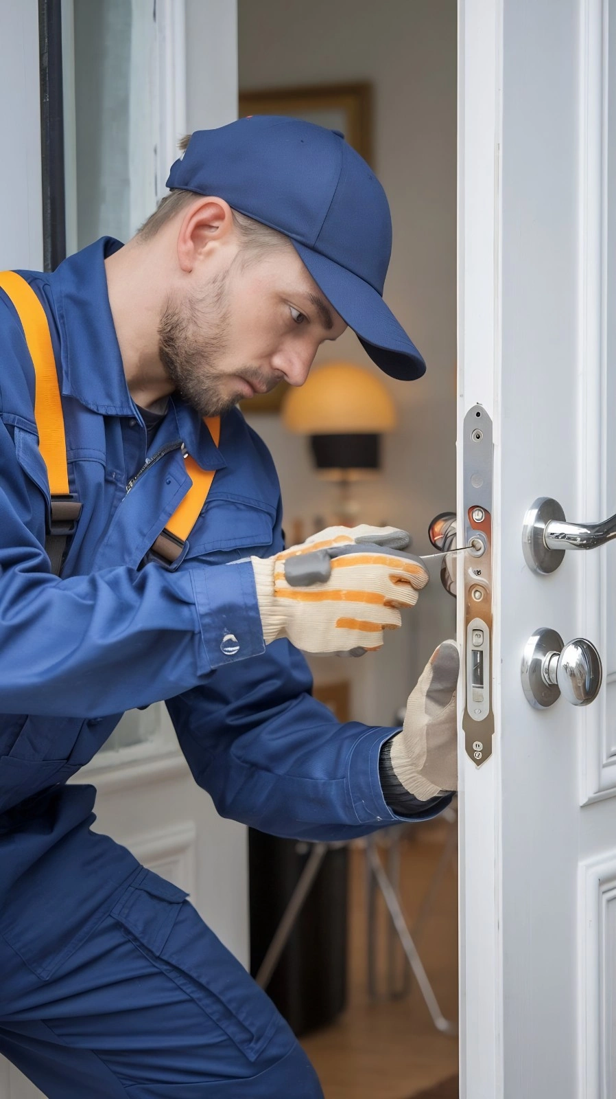Close up of locksmith workman